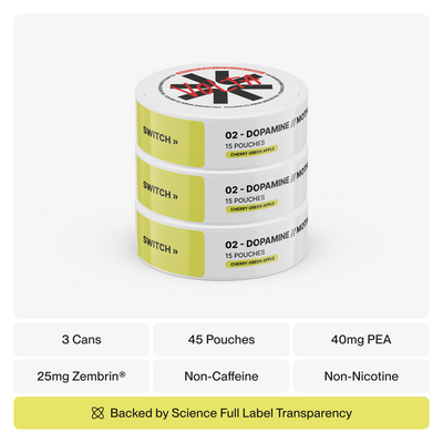 VOLTA 02 Cherry Green Apple nootropic pouch tin front view — dopamine motivation supplement